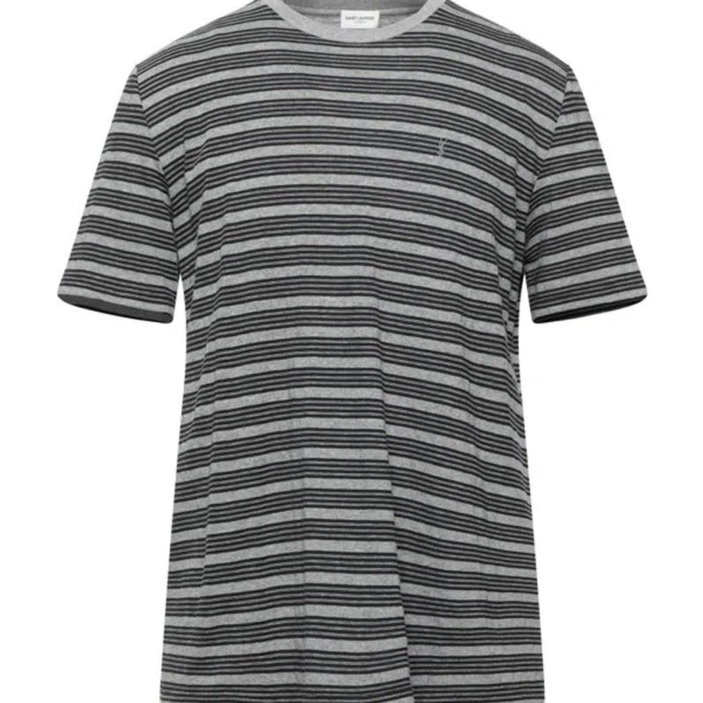 Yves Saint Laurent Grey & Black Stripped T-Shirt
